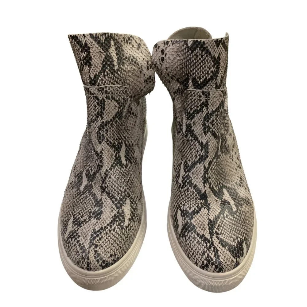 J/Slides New York Hightop Tennis Shoes Leather Snake Skin Platform Sz 10 Streetw